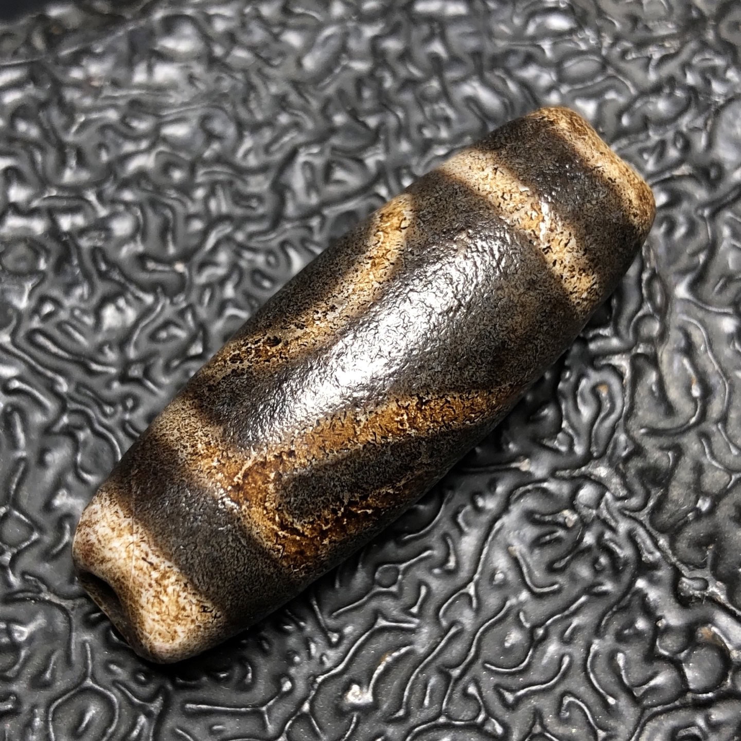 Chinese Natural Jade Carved Dzi Beads