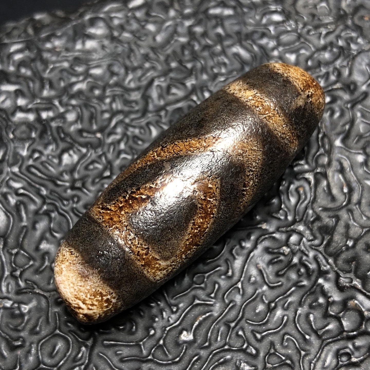 Chinese Natural Jade Carved Dzi Beads