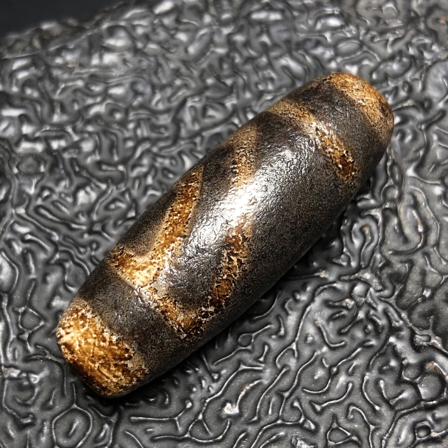 Chinese Natural Jade Carved Dzi Beads