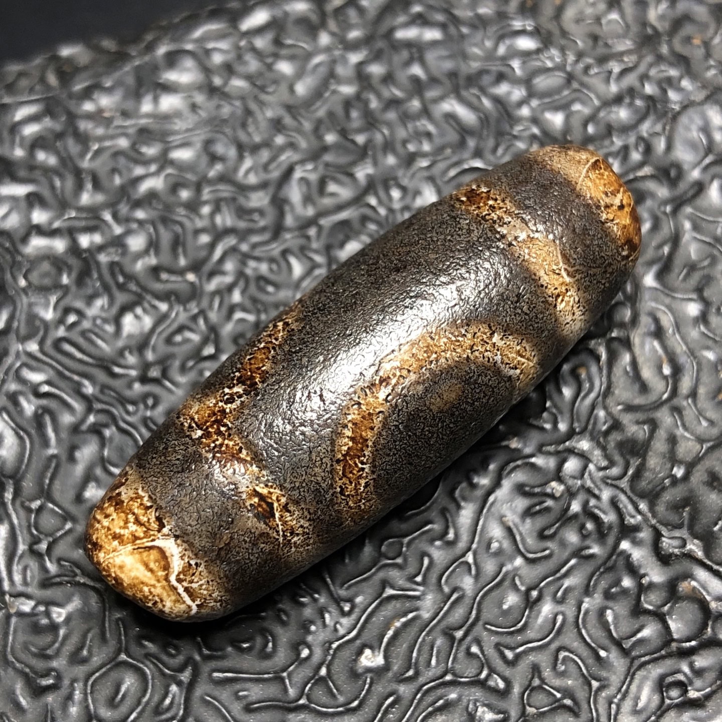 Chinese Natural Jade Carved Dzi Beads