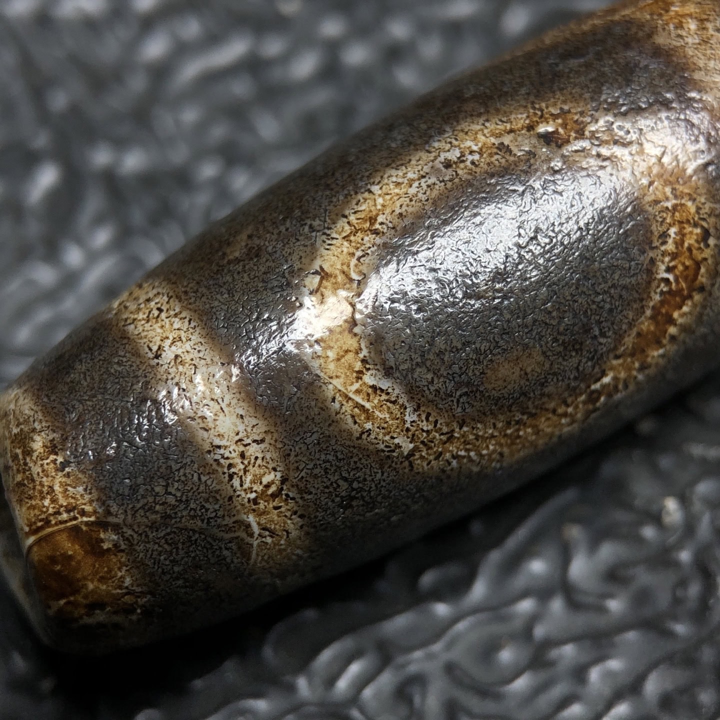 Chinese Natural Jade Carved Dzi Beads