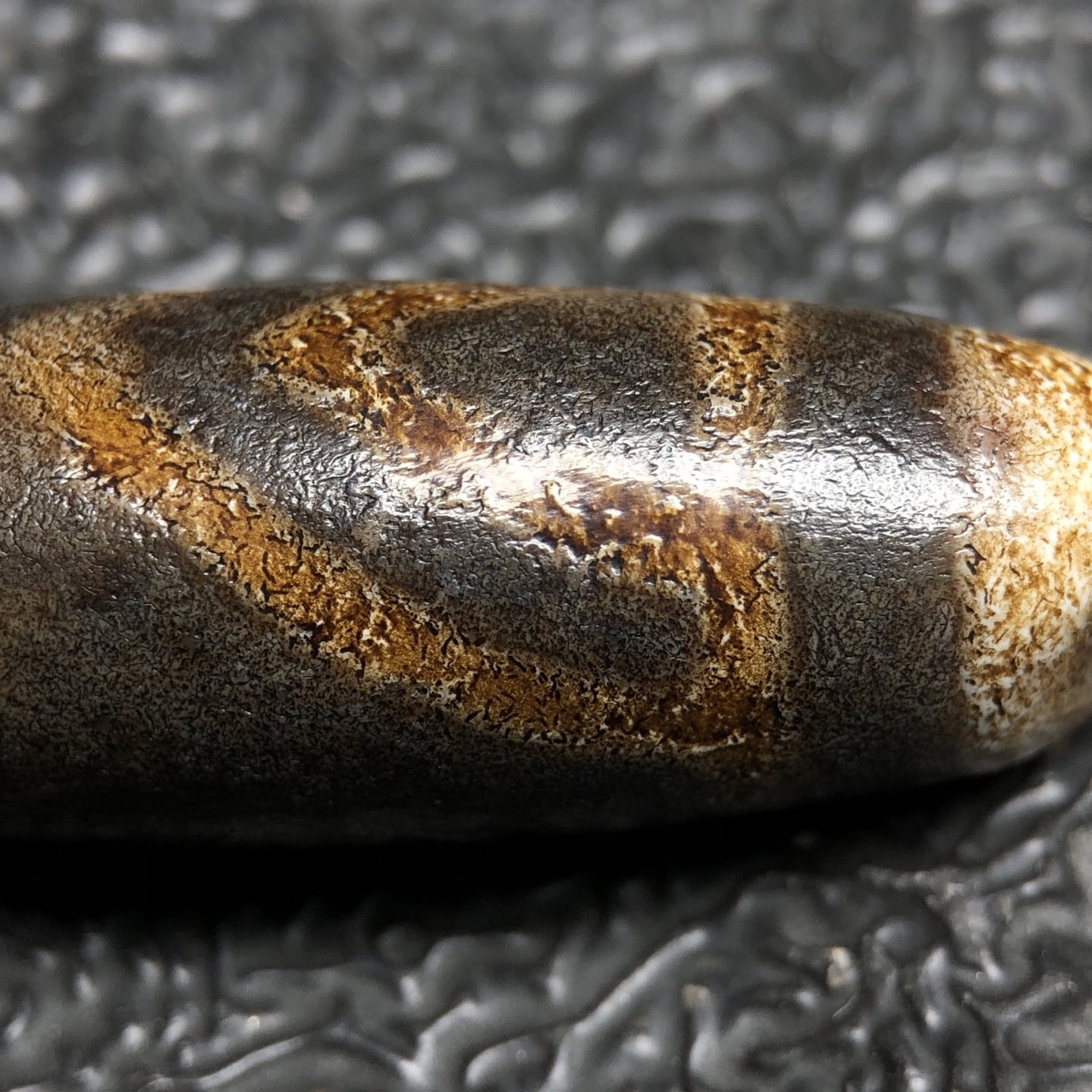 Chinese Natural Jade Carved Dzi Beads