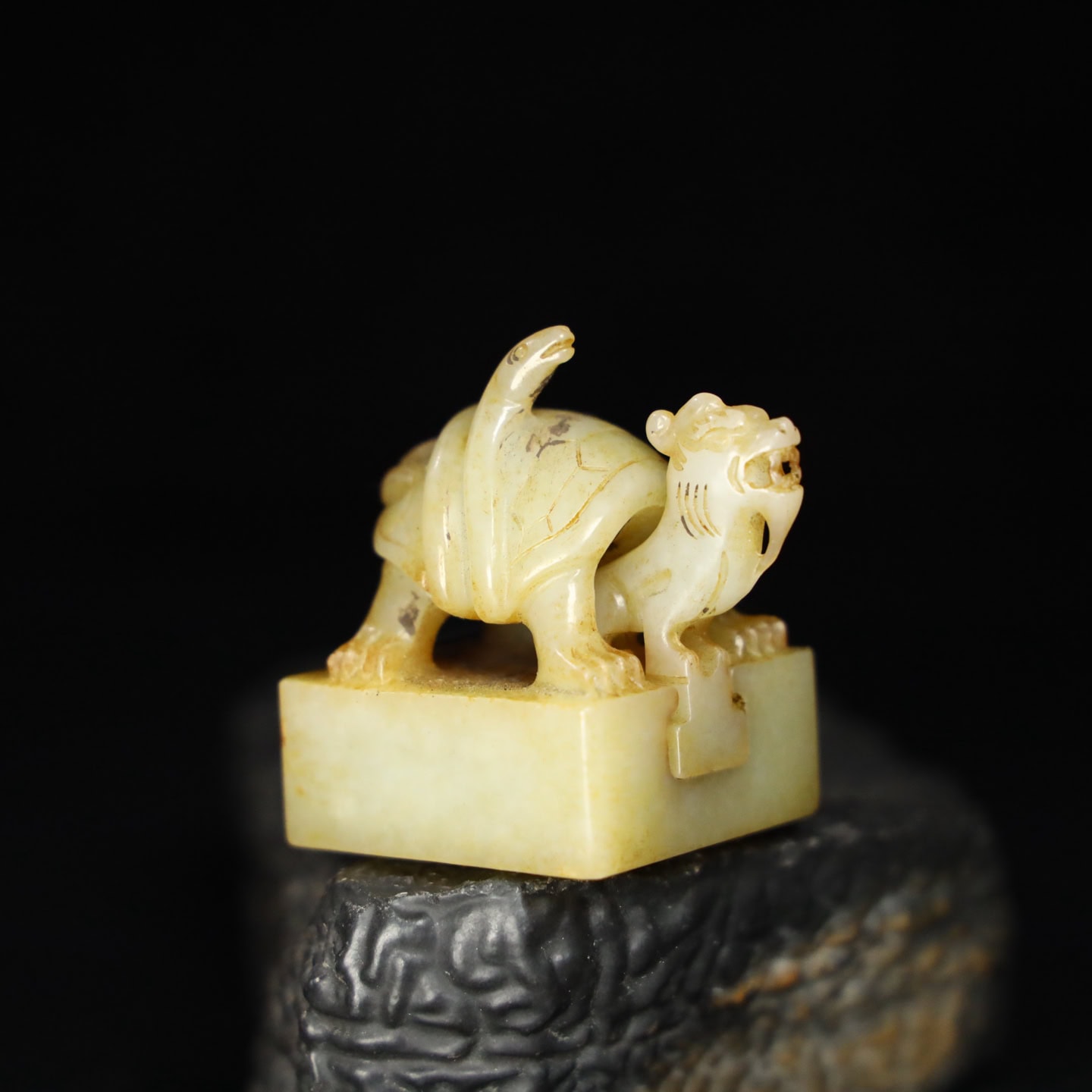 Chinese Natural Jade Carved Xuanwu Seal