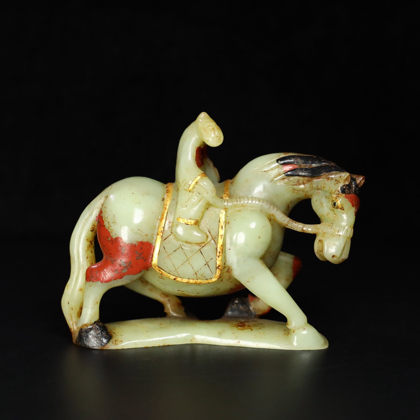 Chinese Natural Jade Carved horse statue