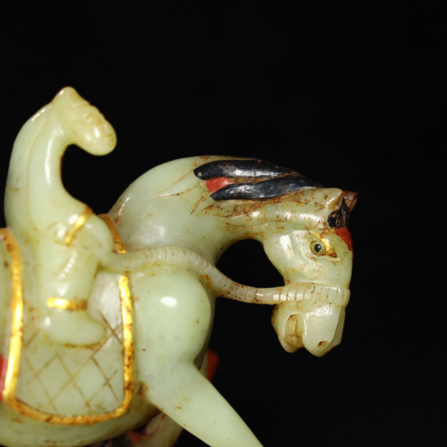 Chinese Natural Jade Carved horse statue