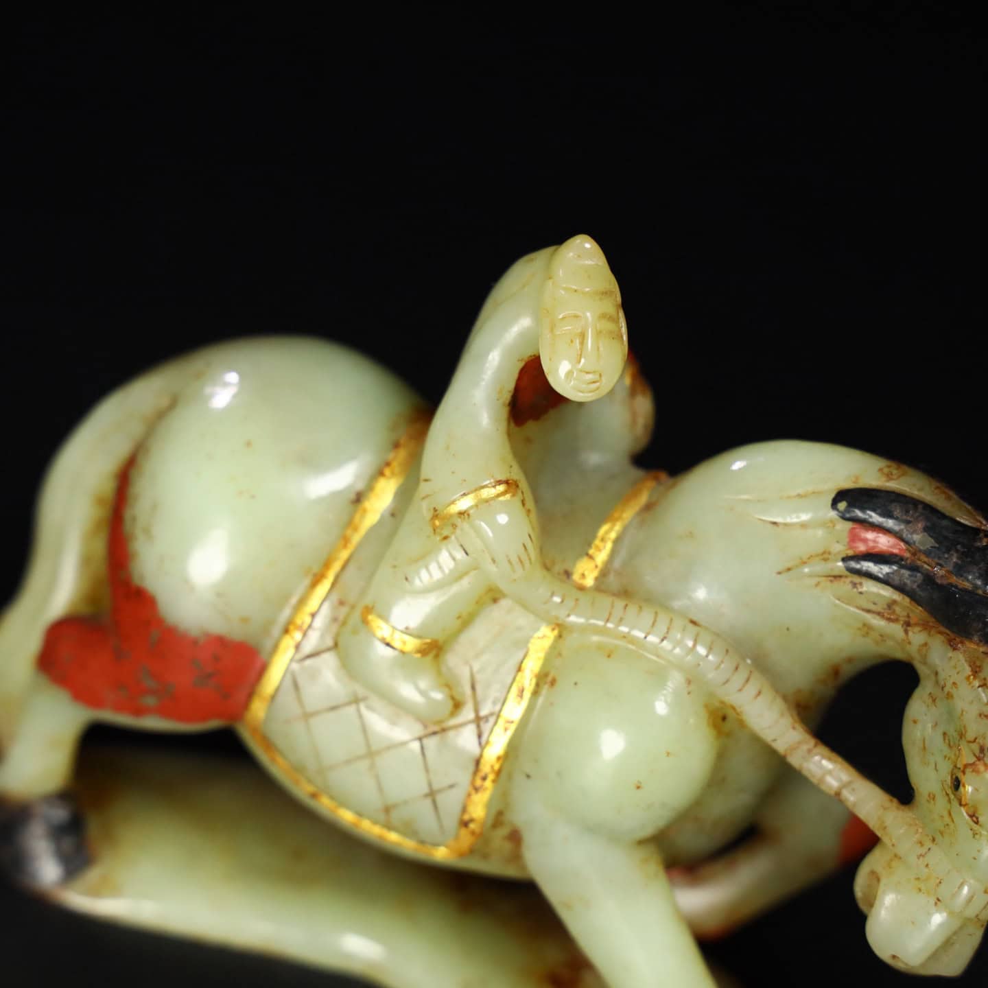 Chinese Natural Jade Carved horse statue