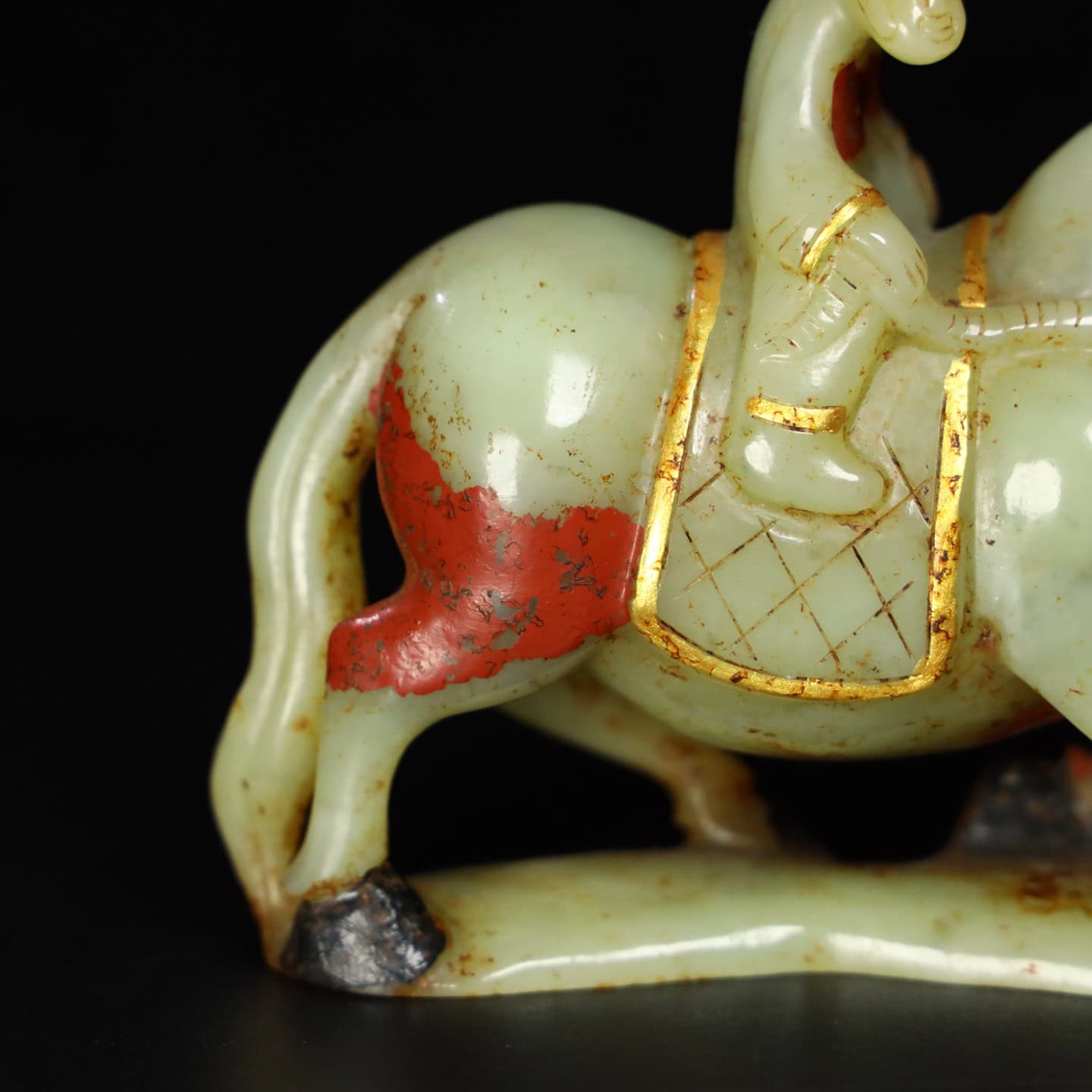 Chinese Natural Jade Carved horse statue