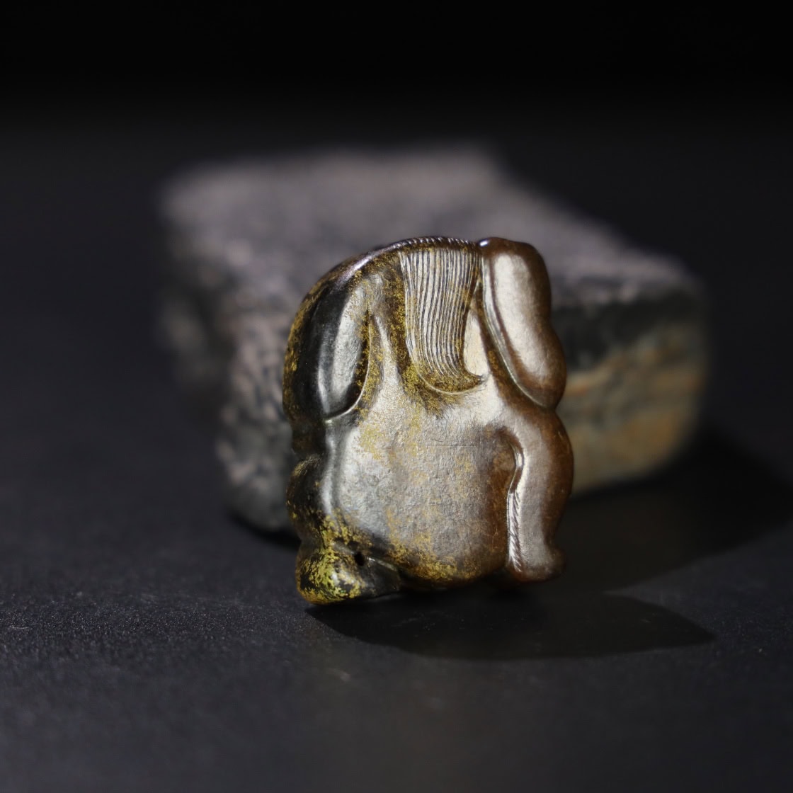 Chinese Natural Jade Carved Bear Pendant