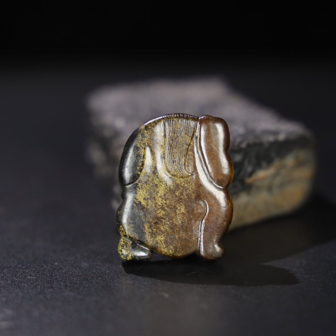 Chinese Natural Jade Carved Bear Pendant
