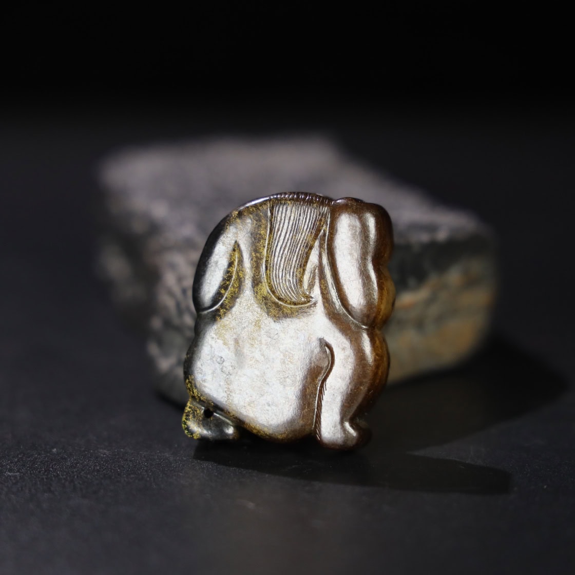 Chinese Natural Jade Carved Bear Pendant