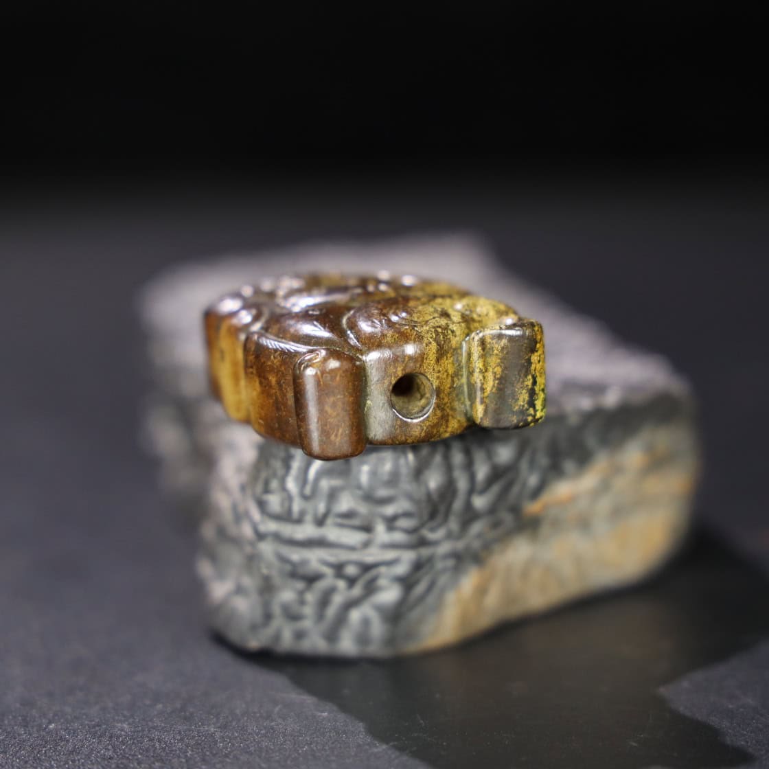 Chinese Natural Jade Carved Bear Pendant