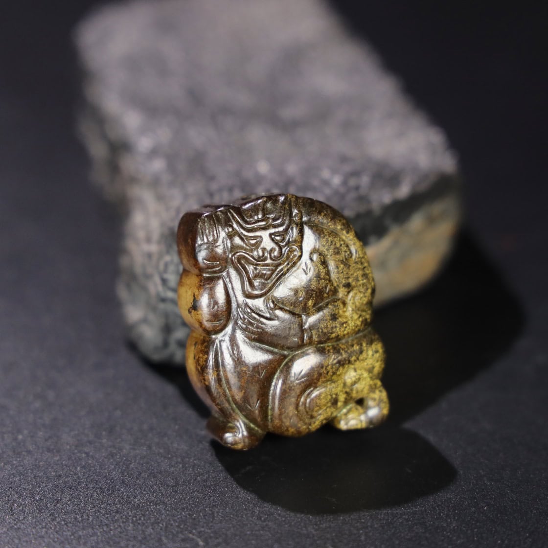 Chinese Natural Jade Carved Bear Pendant