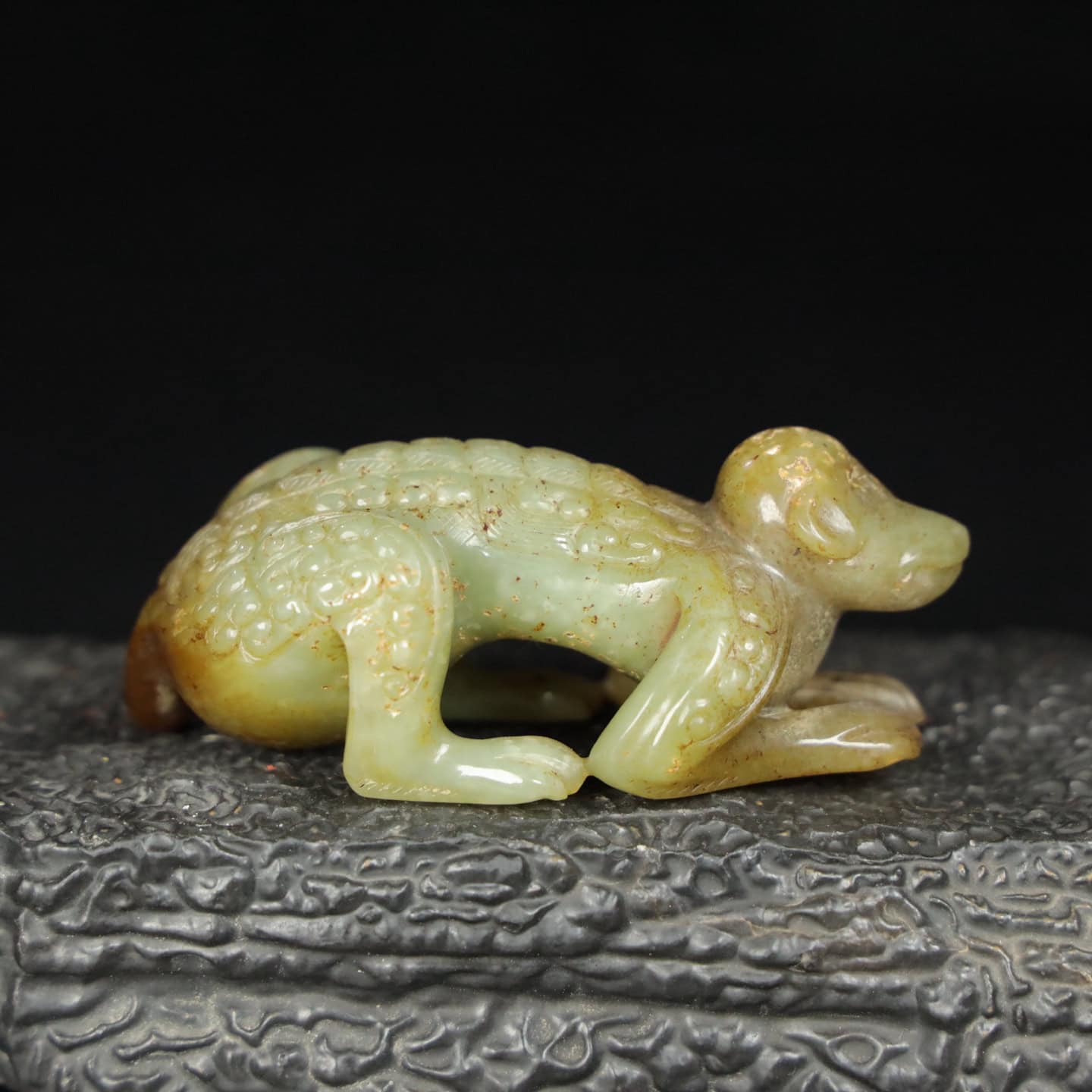 Chinese Natural Jade Carved onkey Handle Ornament