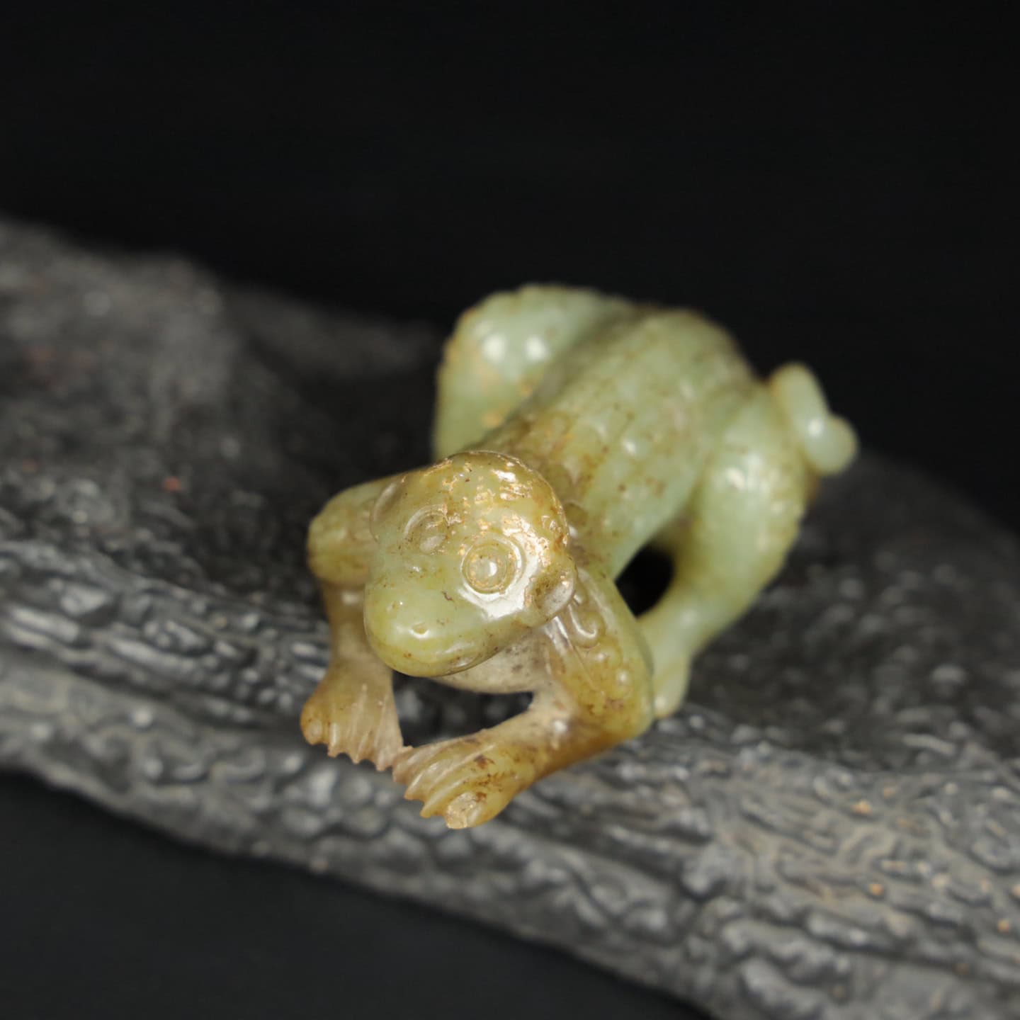 Chinese Natural Jade Carved onkey Handle Ornament