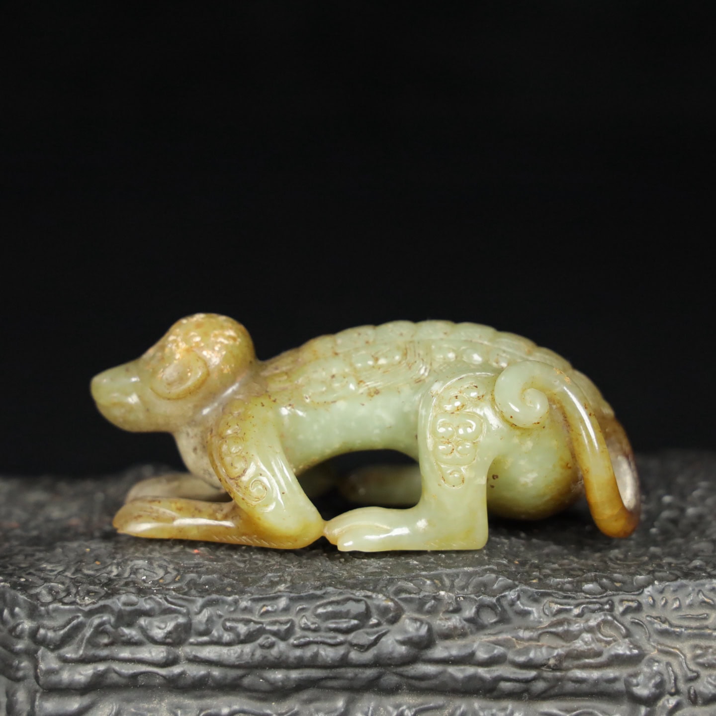 Chinese Natural Jade Carved onkey Handle Ornament