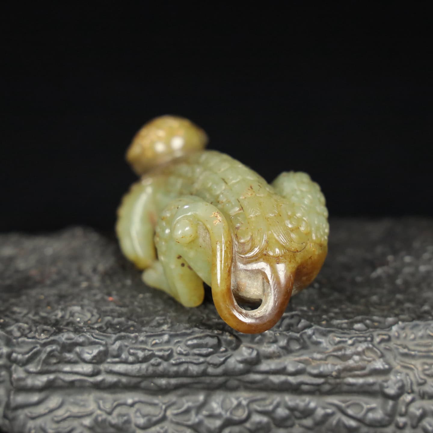 Chinese Natural Jade Carved onkey Handle Ornament