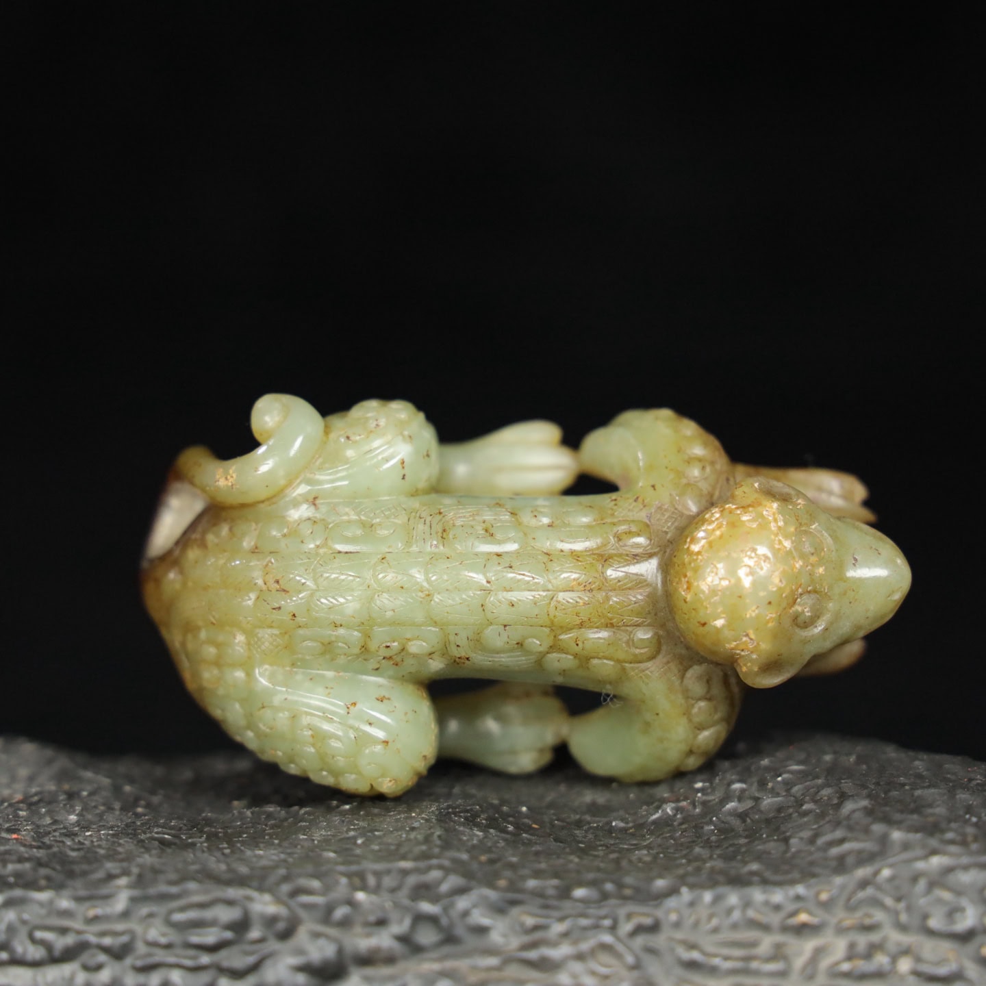Chinese Natural Jade Carved onkey Handle Ornament