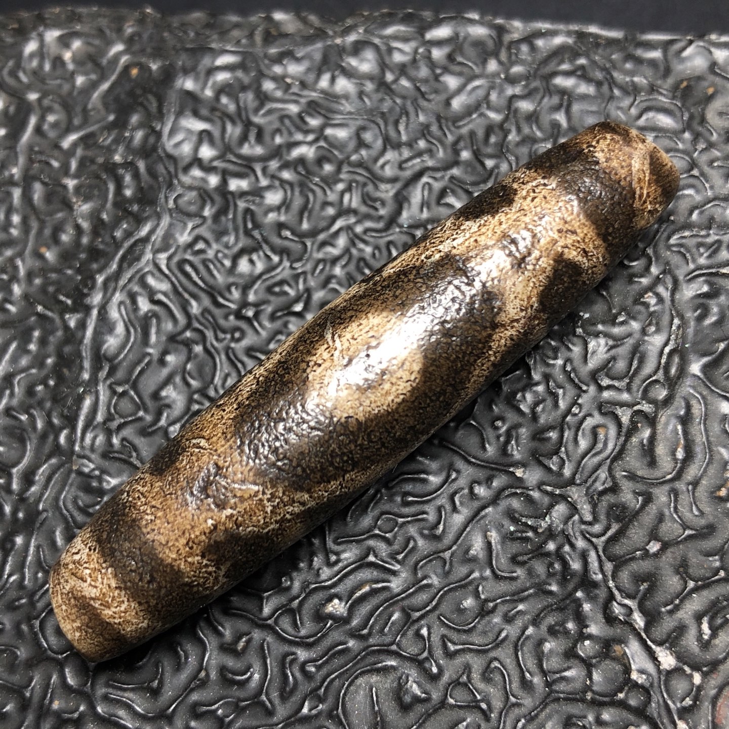 Chinese Natural Jade Carved Dzi bead