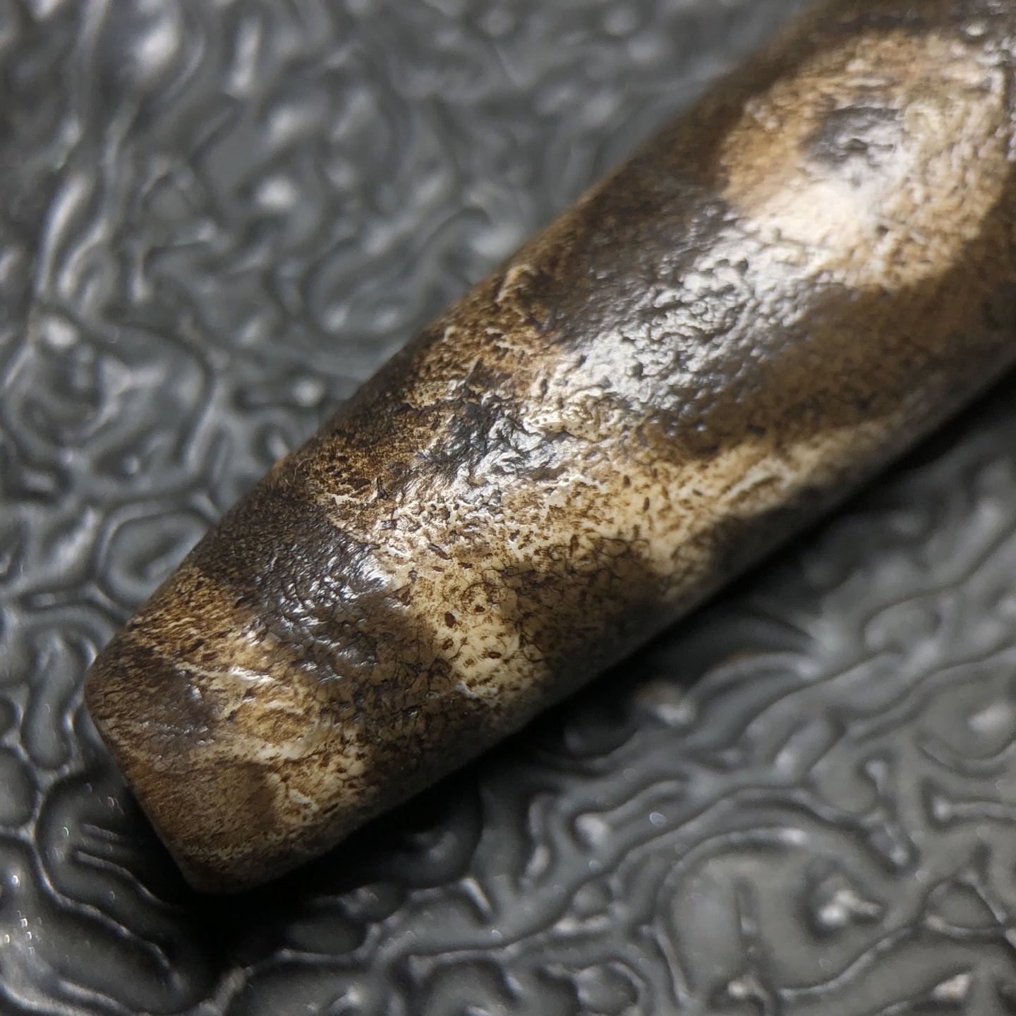 Chinese Natural Jade Carved Dzi bead