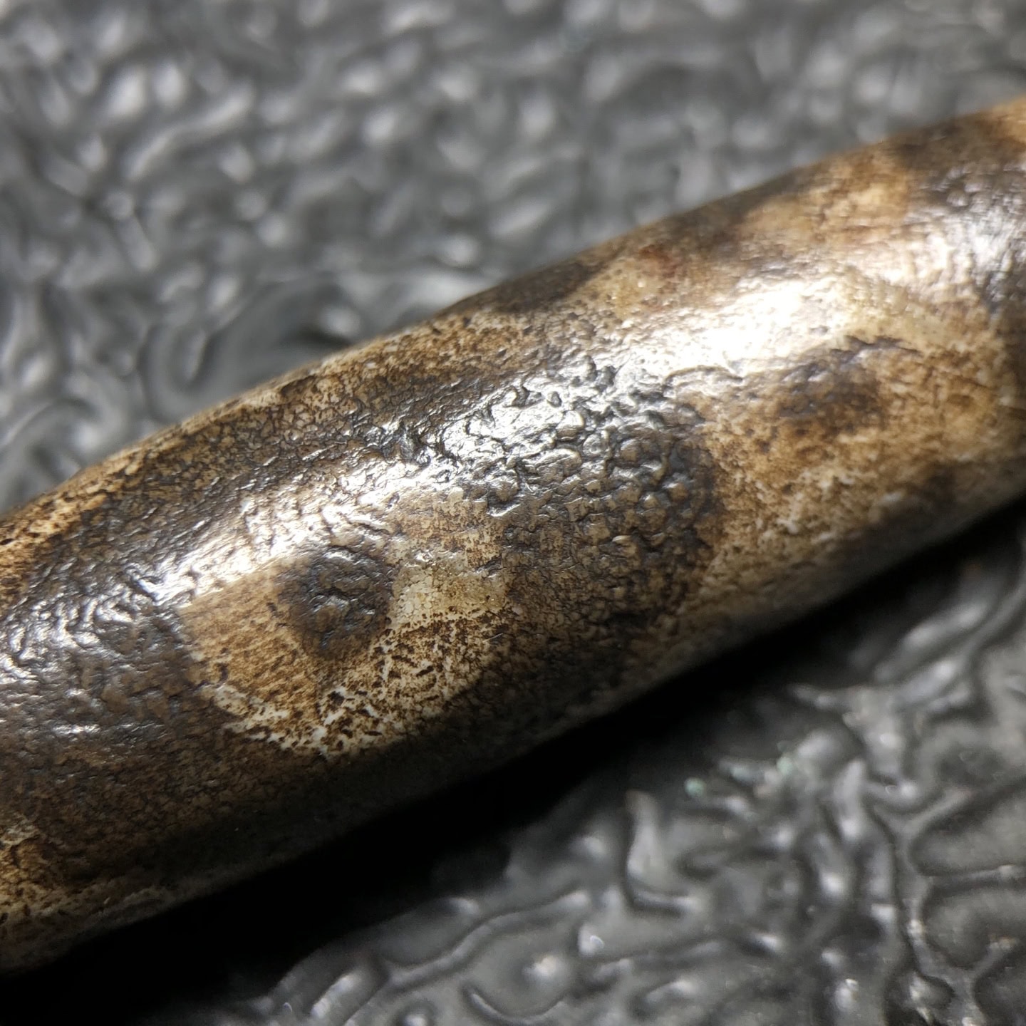 Chinese Natural Jade Carved Dzi bead