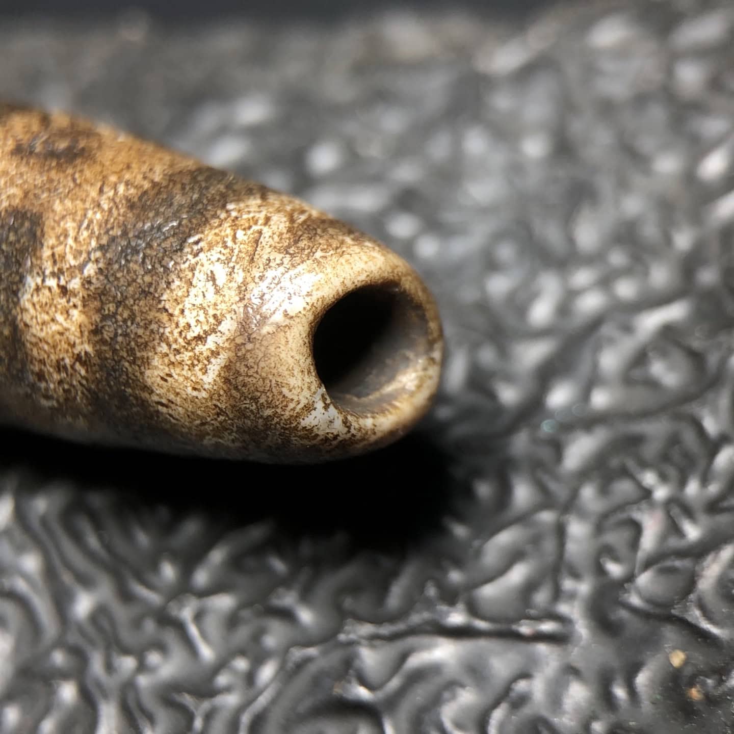 Chinese Natural Jade Carved Dzi bead