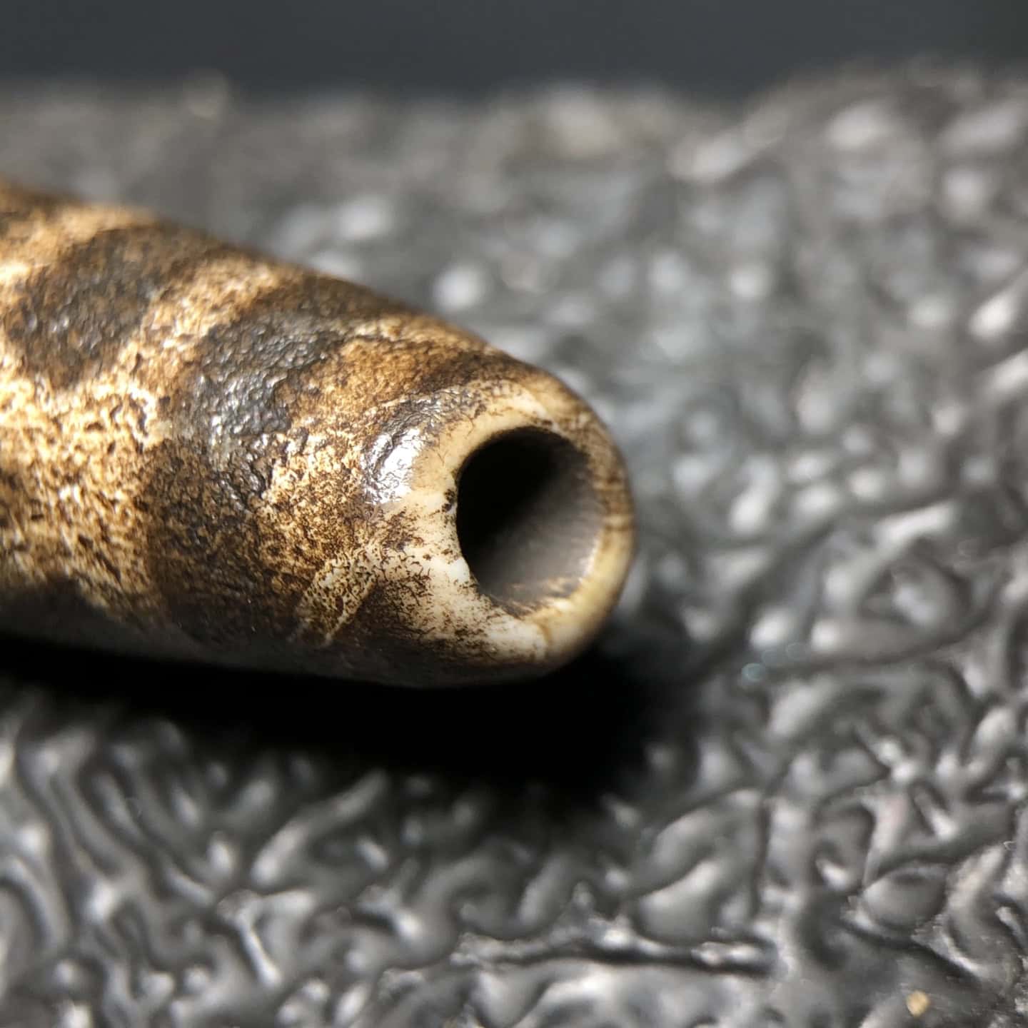 Chinese Natural Jade Carved Dzi bead