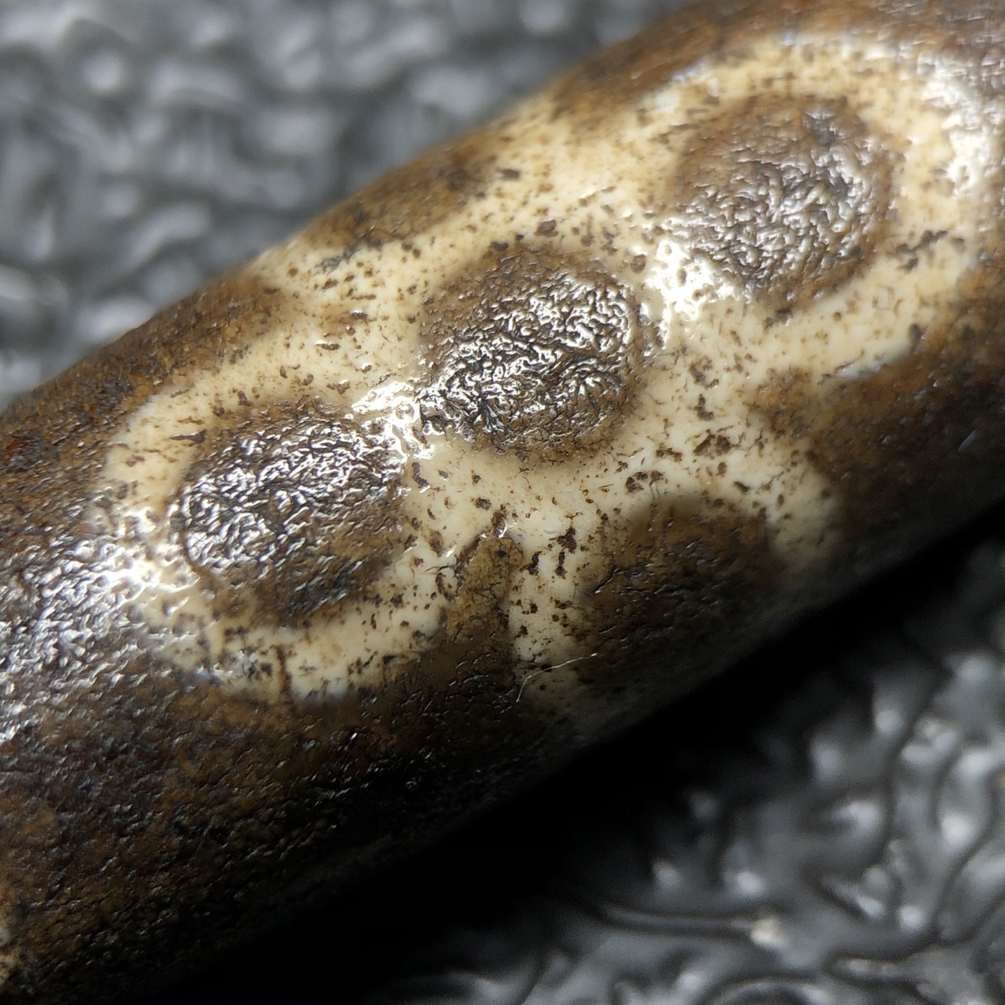 Chinese Natural Jade Carved Dzi bead
