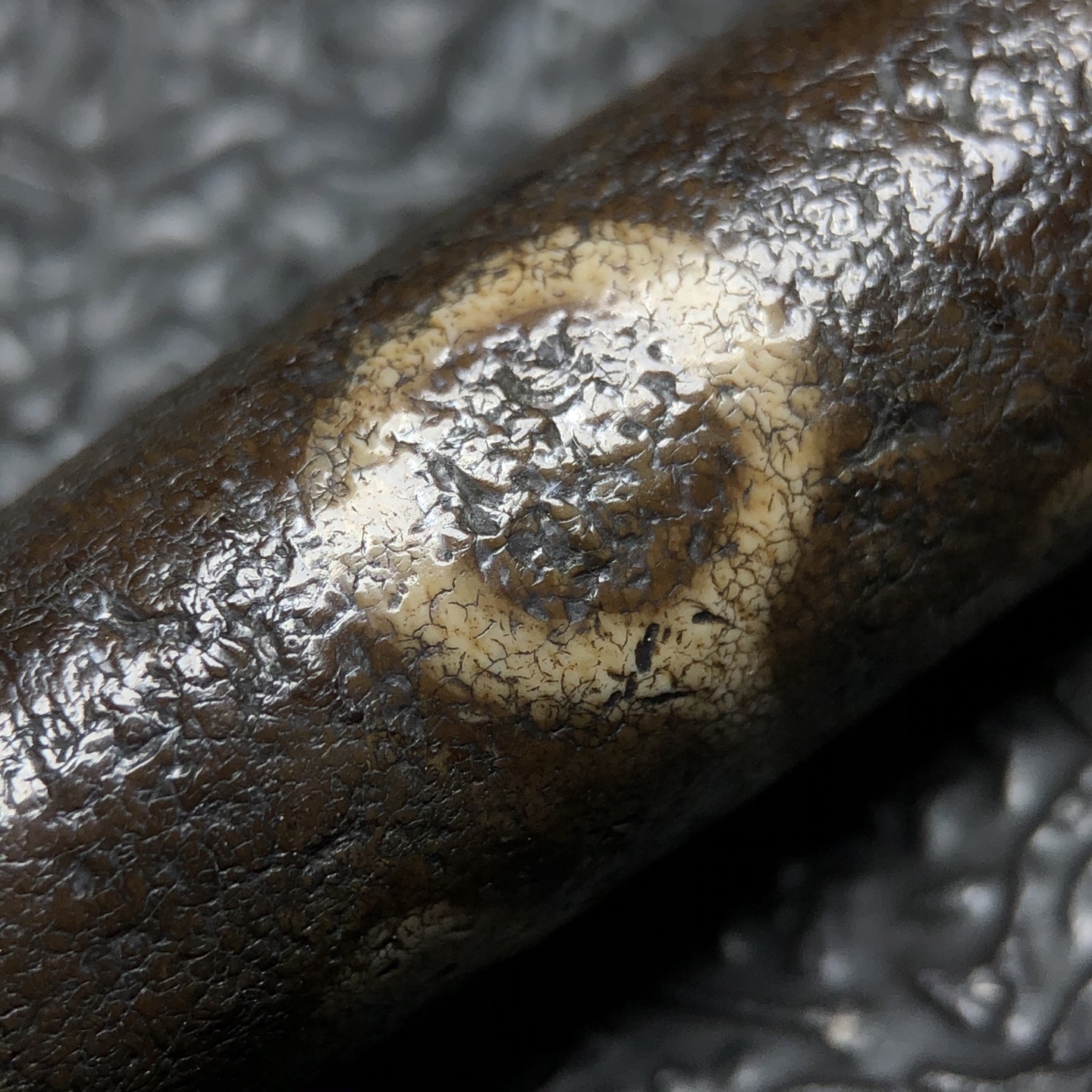 Chinese Natural Jade Carved Dzi bead