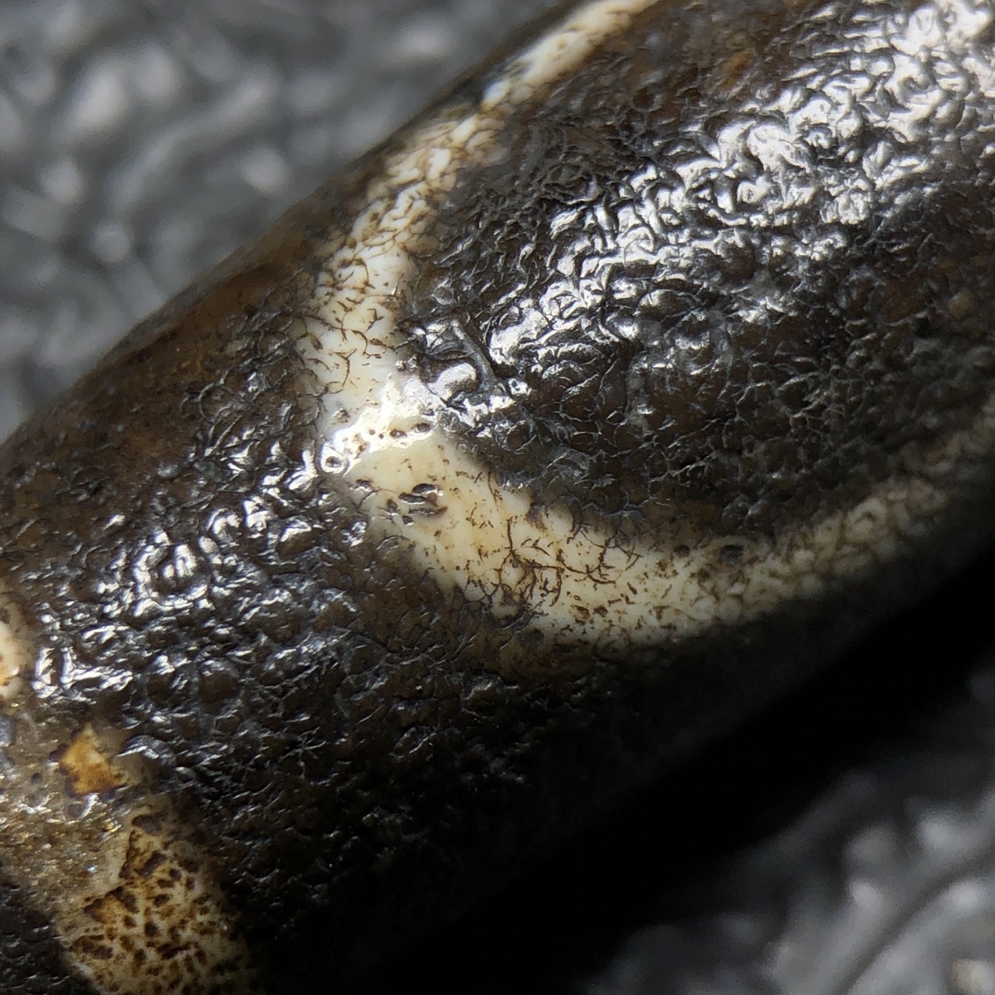 Chinese Natural Jade Carved Dzi bead
