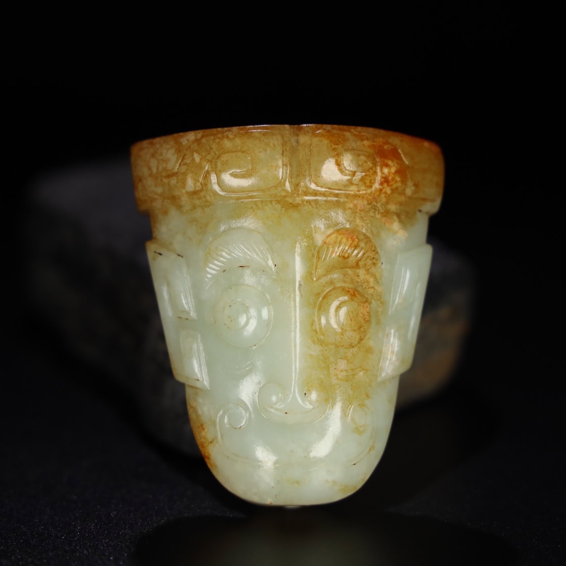 Chinese Natural Jade Carved War Mask