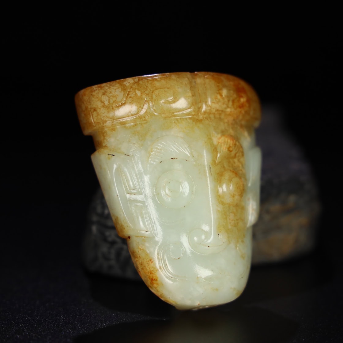Chinese Natural Jade Carved War Mask