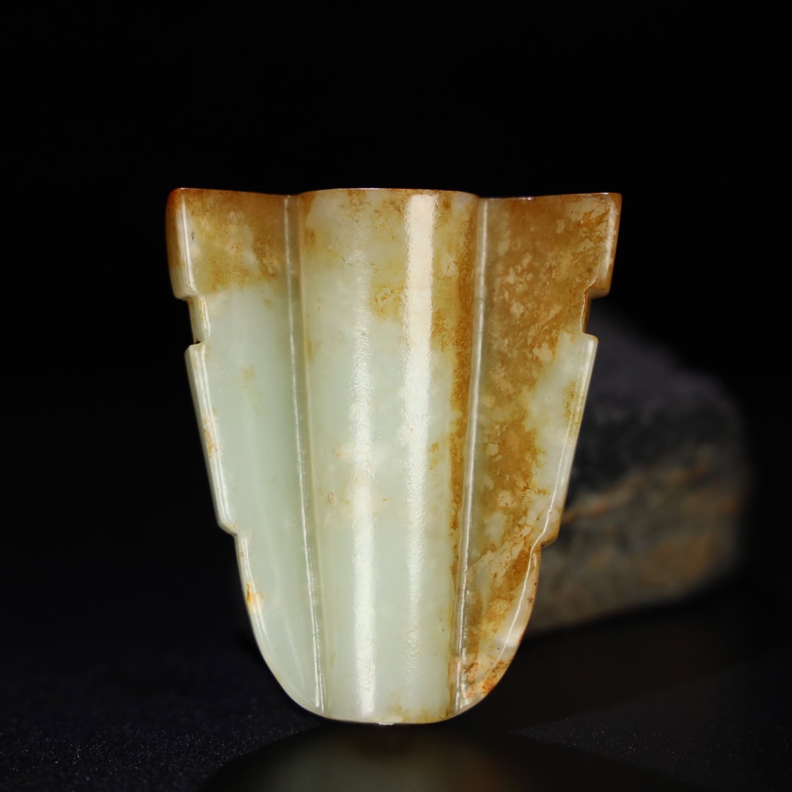 Chinese Natural Jade Carved War Mask