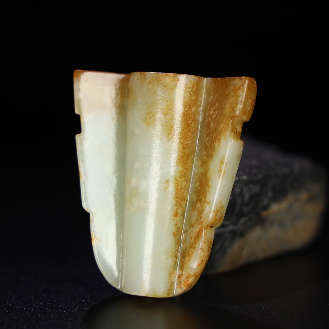 Chinese Natural Jade Carved War Mask