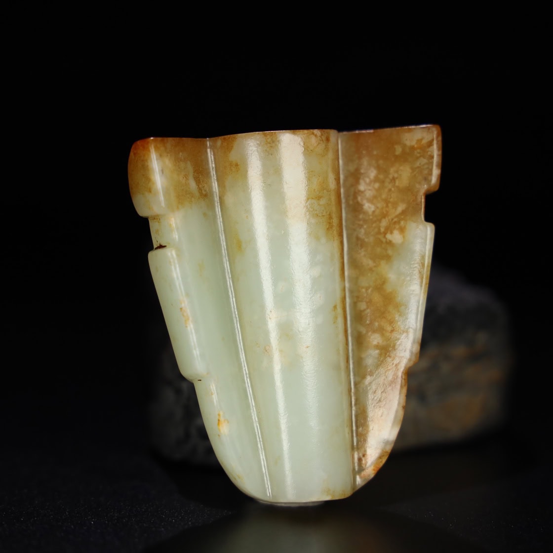 Chinese Natural Jade Carved War Mask
