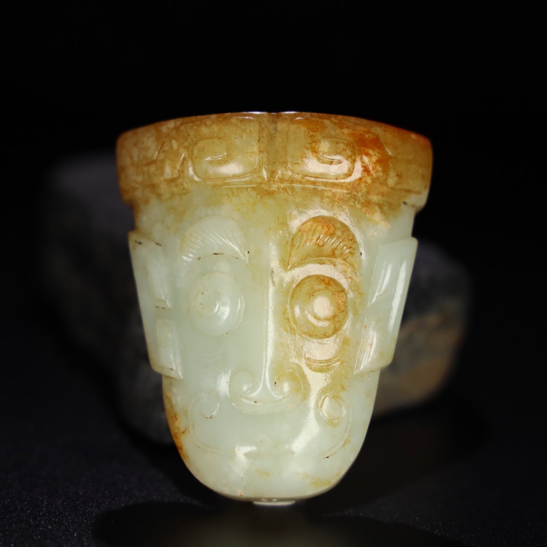 Chinese Natural Jade Carved War Mask