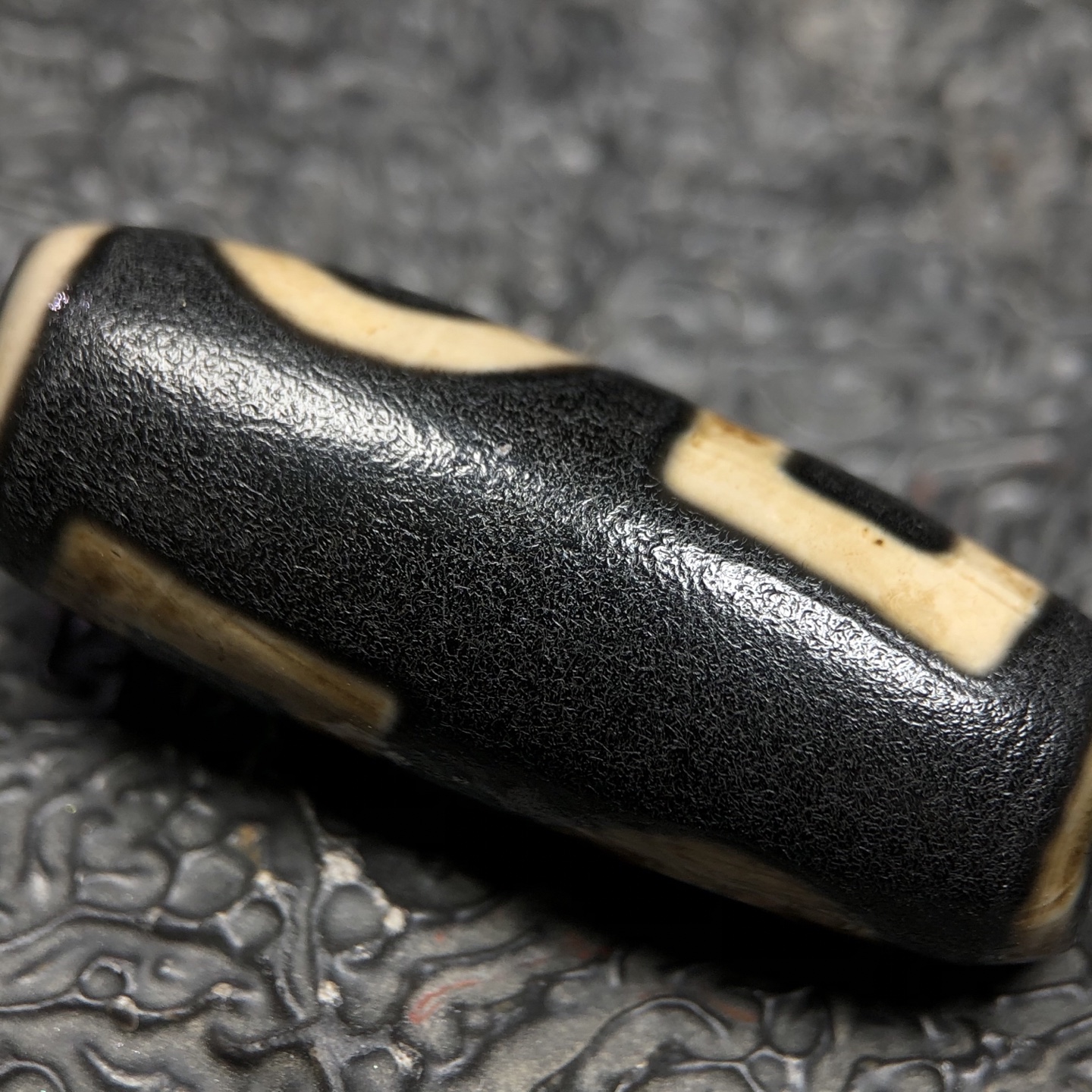 Chinese Natural Jade Carved Dzi bead