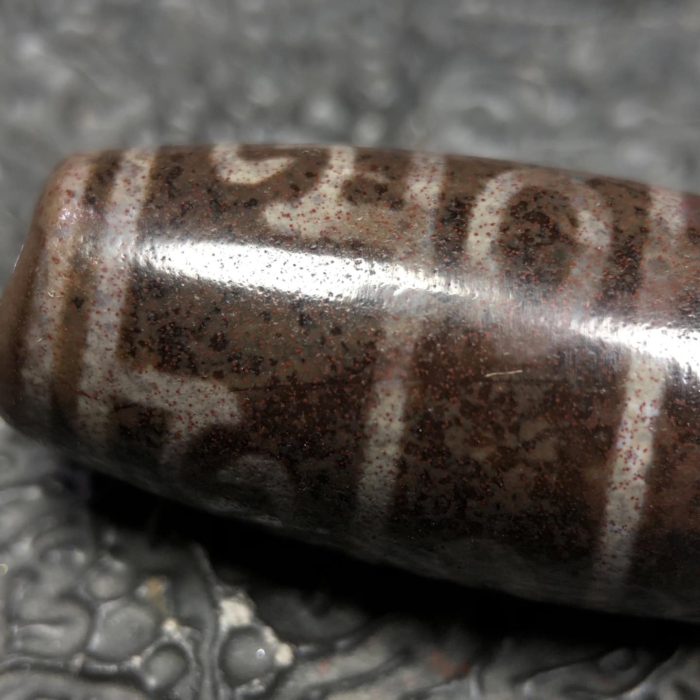 Chinese Natural Jade Carved Dzi bead