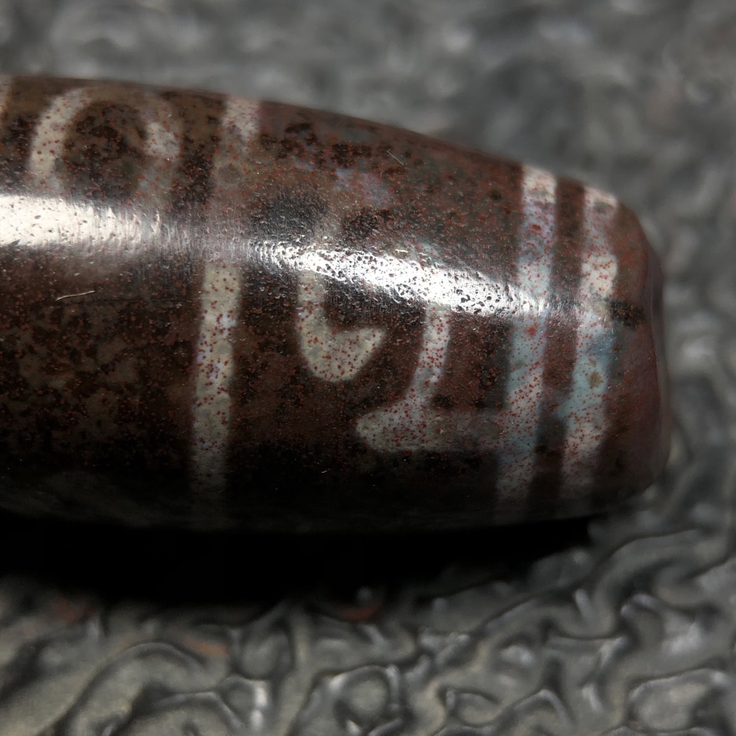 Chinese Natural Jade Carved Dzi bead