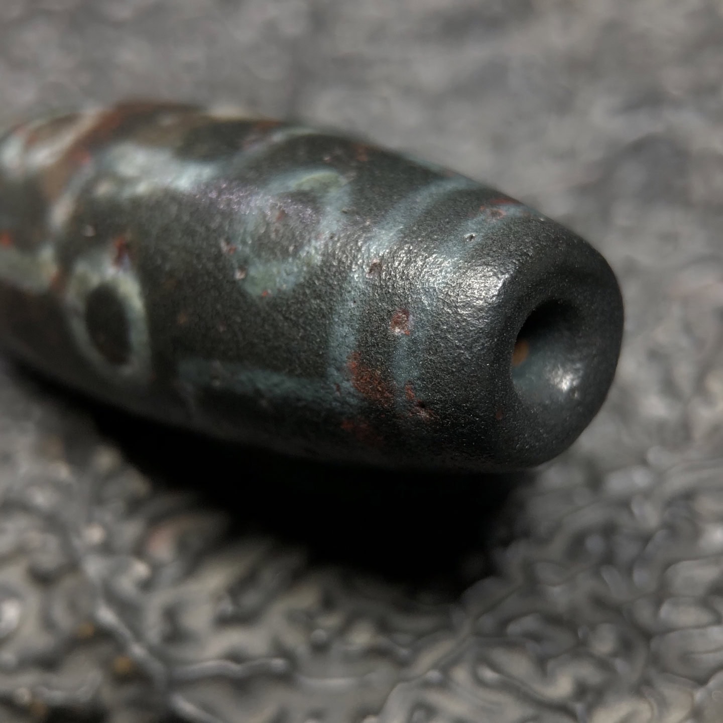 Chinese Natural Jade Carved Dzi bead