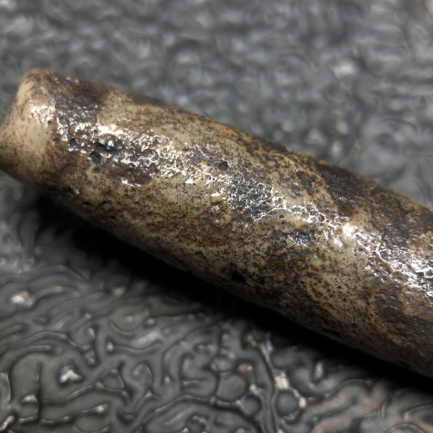Chinese Natural Jade Carved Dzi bead