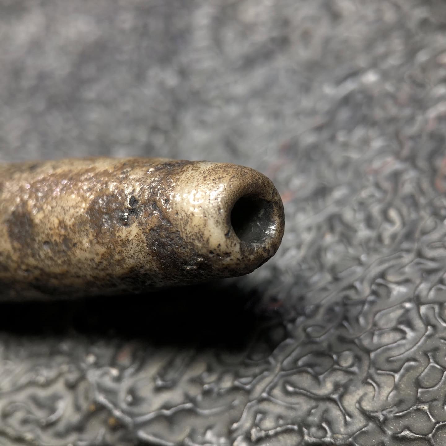 Chinese Natural Jade Carved Dzi bead