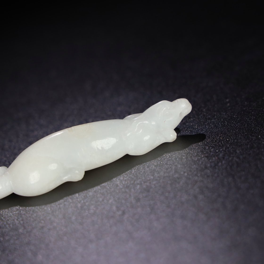 Chinese Natural Jade Carved Wangcai Handle