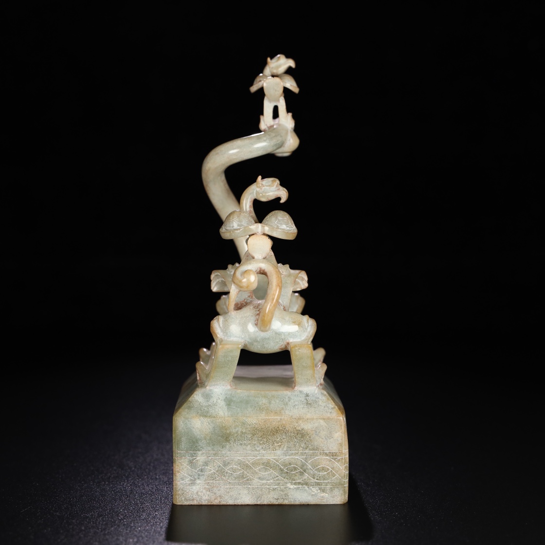Chinese Natural Jade Carved Dragon Seal