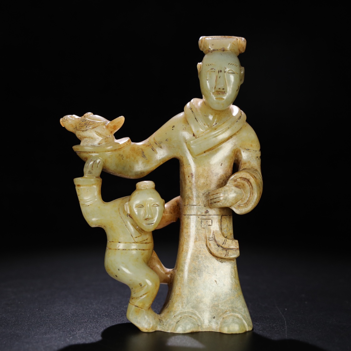 Chinese Natural Jade Carved Statue