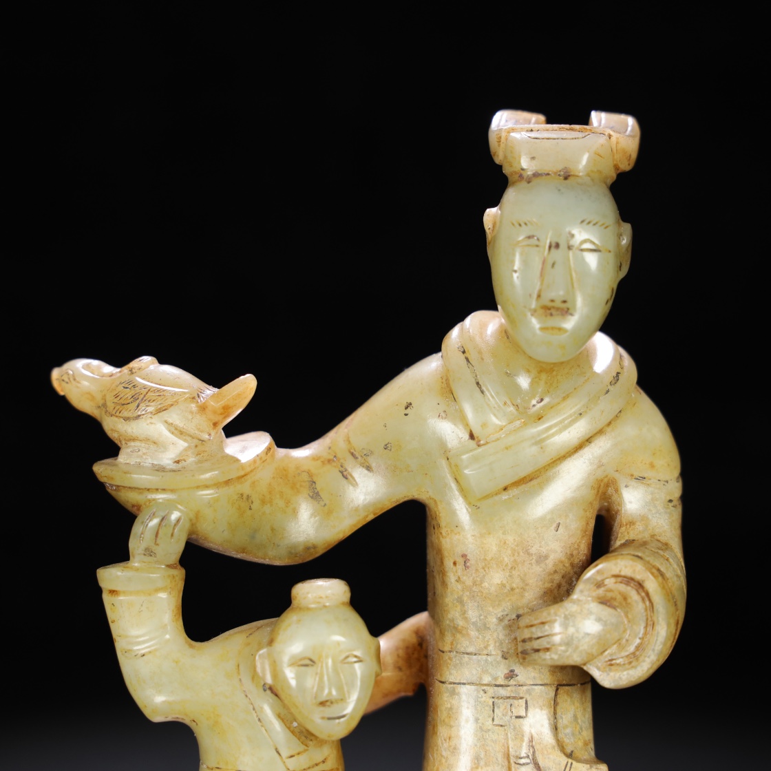 Chinese Natural Jade Carved Statue