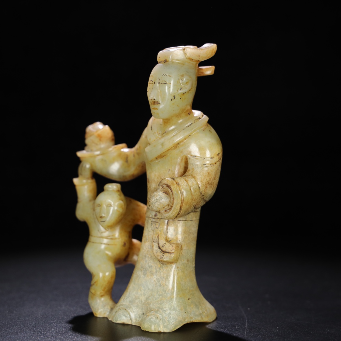 Chinese Natural Jade Carved Statue