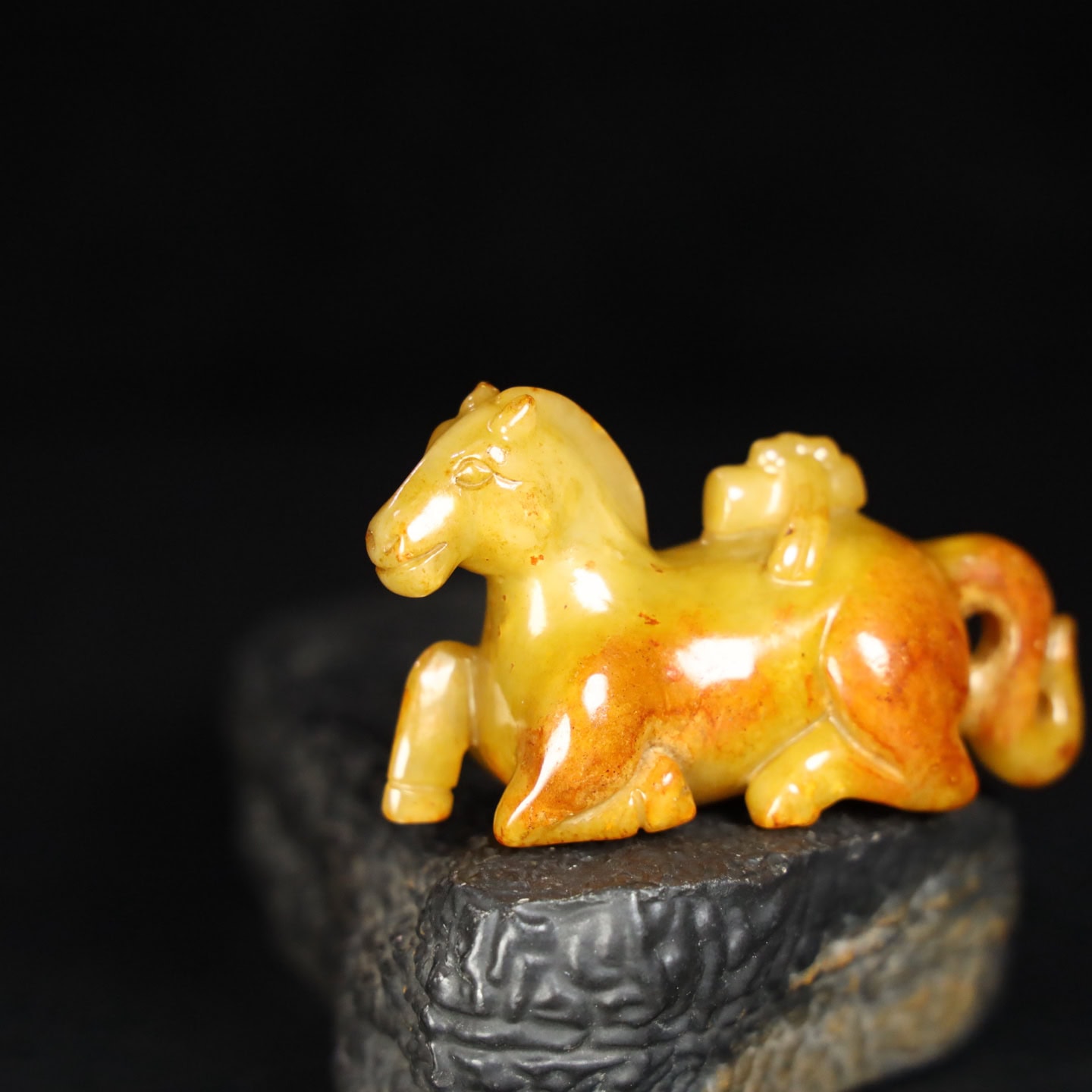 Chinese Natural Jade Carved Horse statue