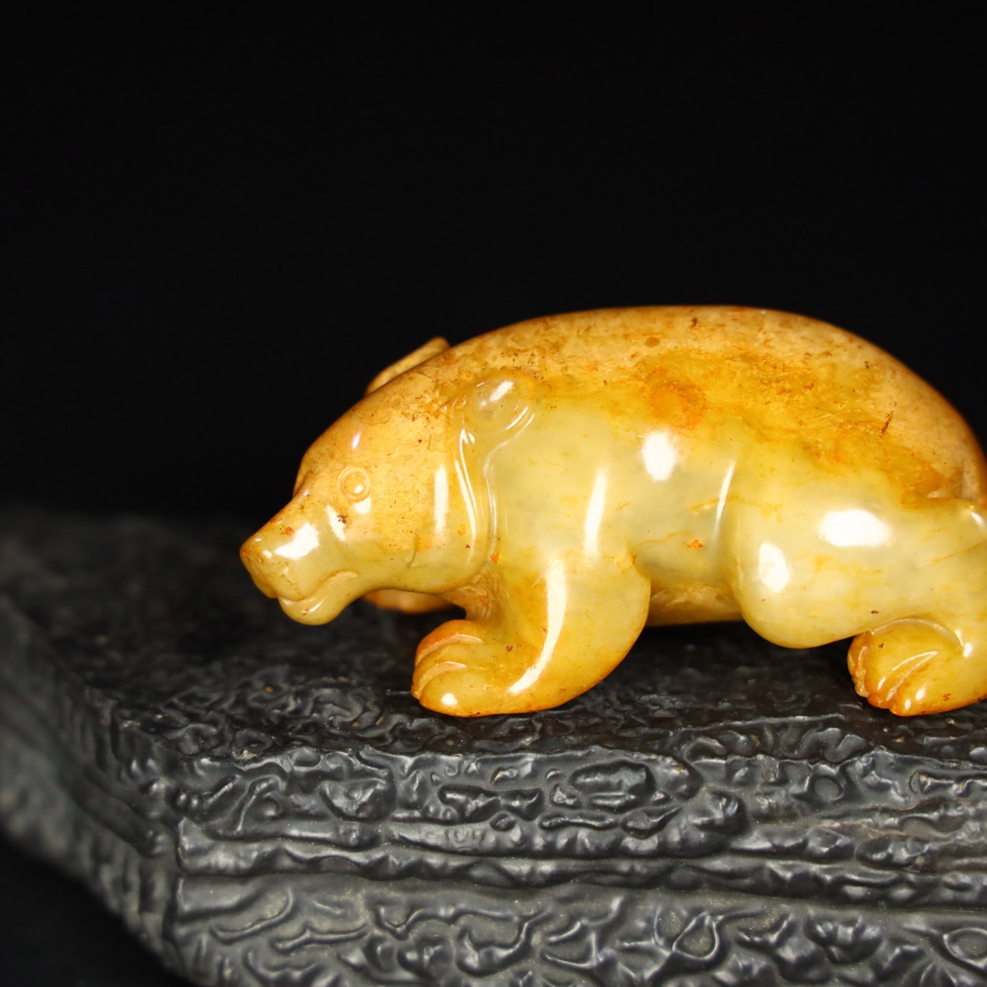 Chinese Natural Jade Carved Bear