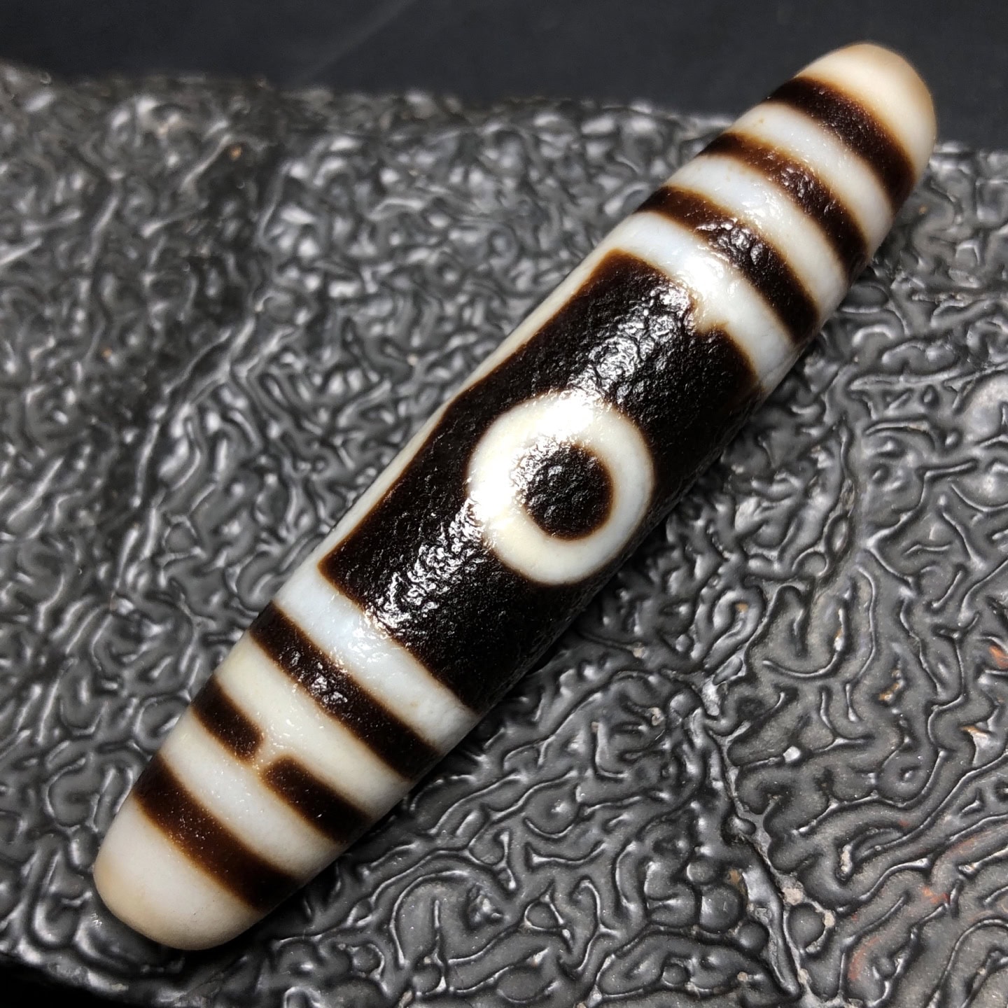 Chinese Natural Jade Carved Dzi beads