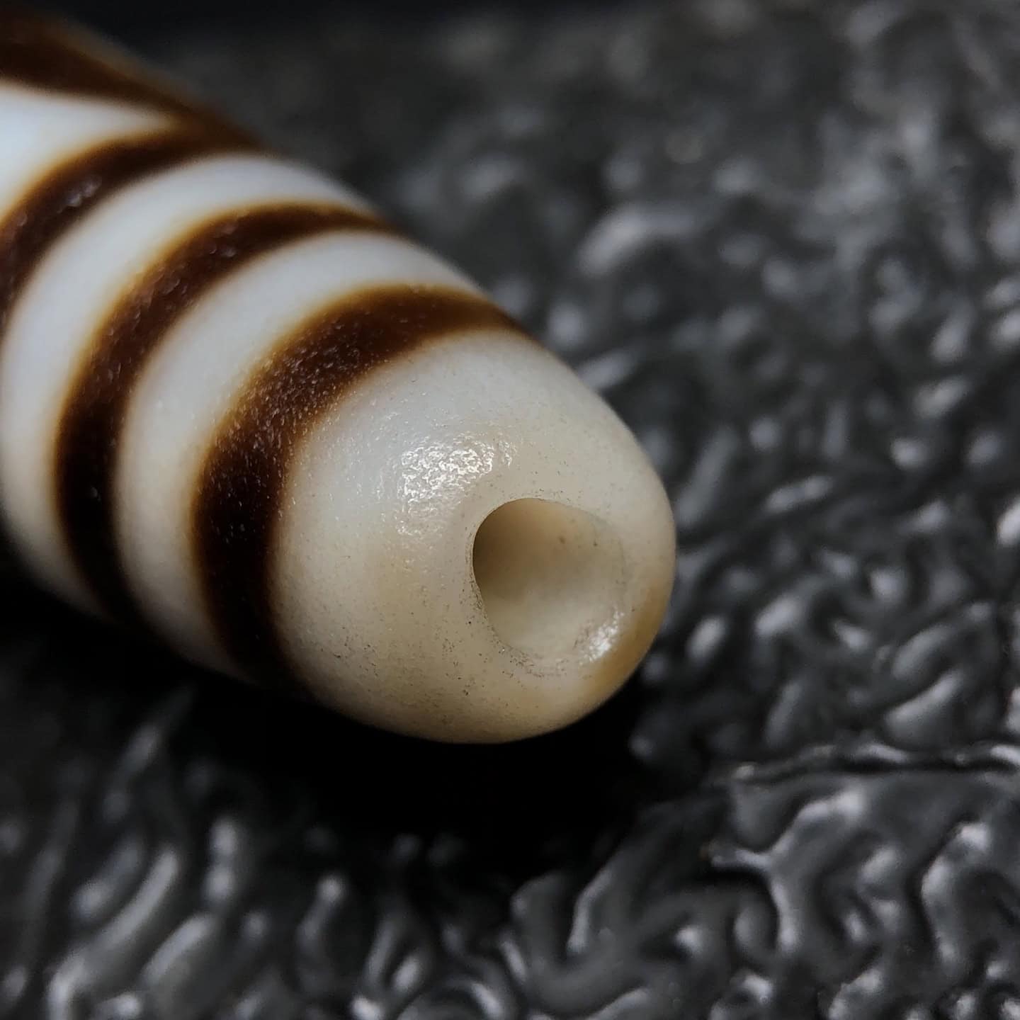 Chinese Natural Jade Carved Dzi beads